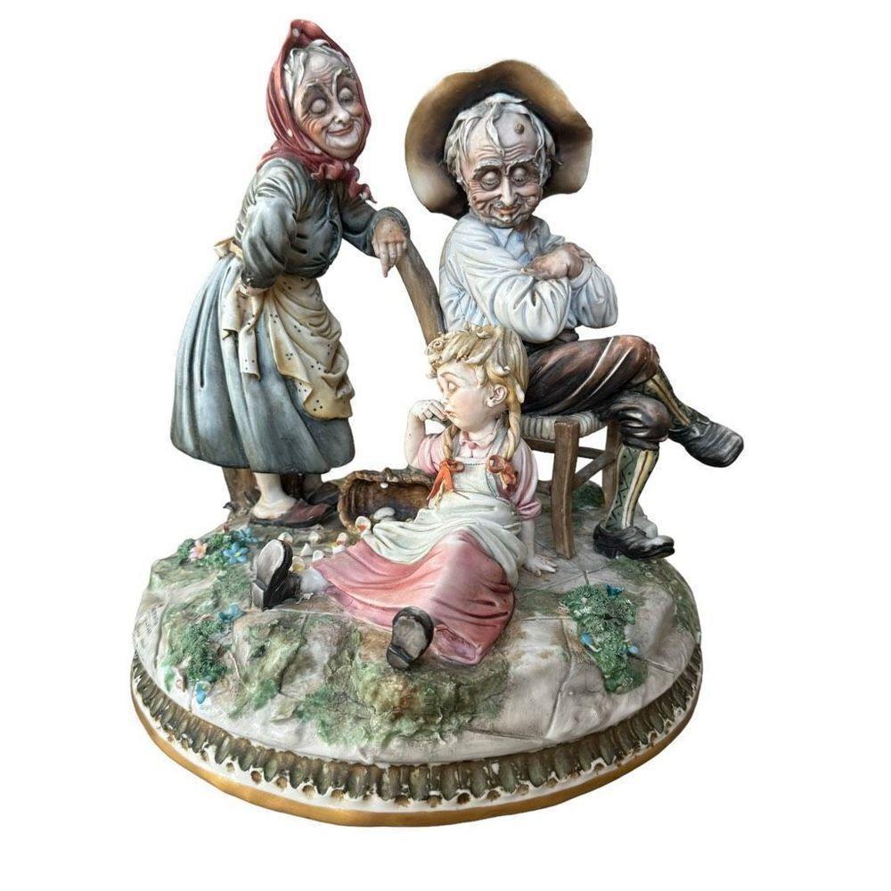 Vintage Tiziano Galli Porcelain Figurine Frittata Sculptore Girl Broken Eggs